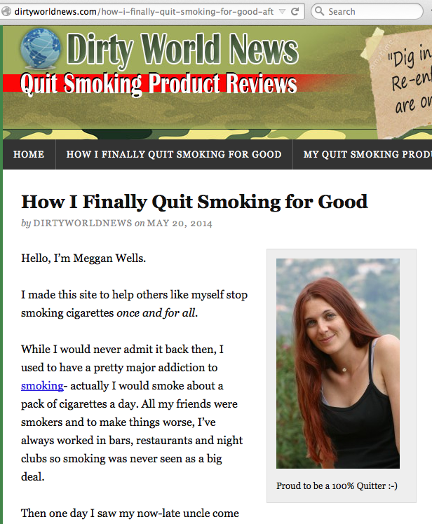 screenshot of a website where I'll help you stop smoking