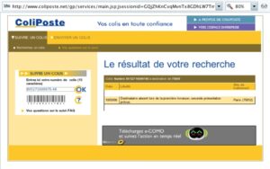 Screenshot of the ColiPoste tracking page