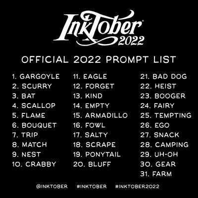 inktober 2022 prompt list