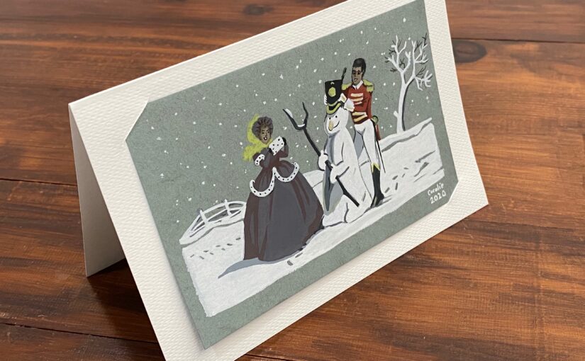 Art: “Soldier & Lady making a snowman” (Step by step)