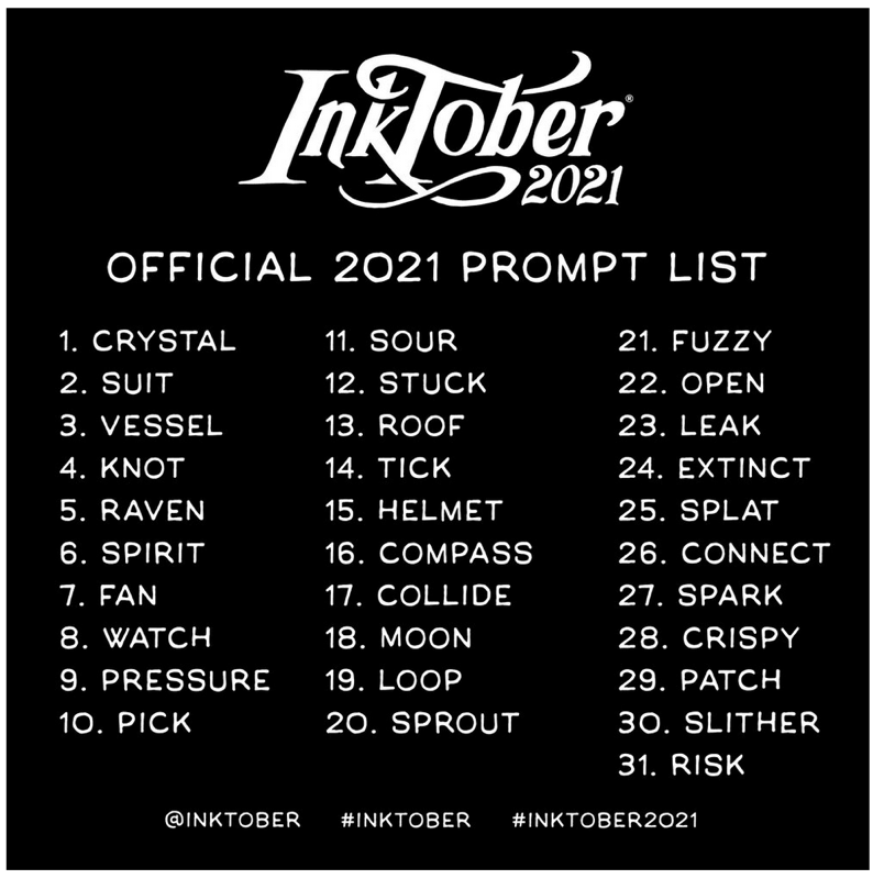 Inktober2021 prompt list